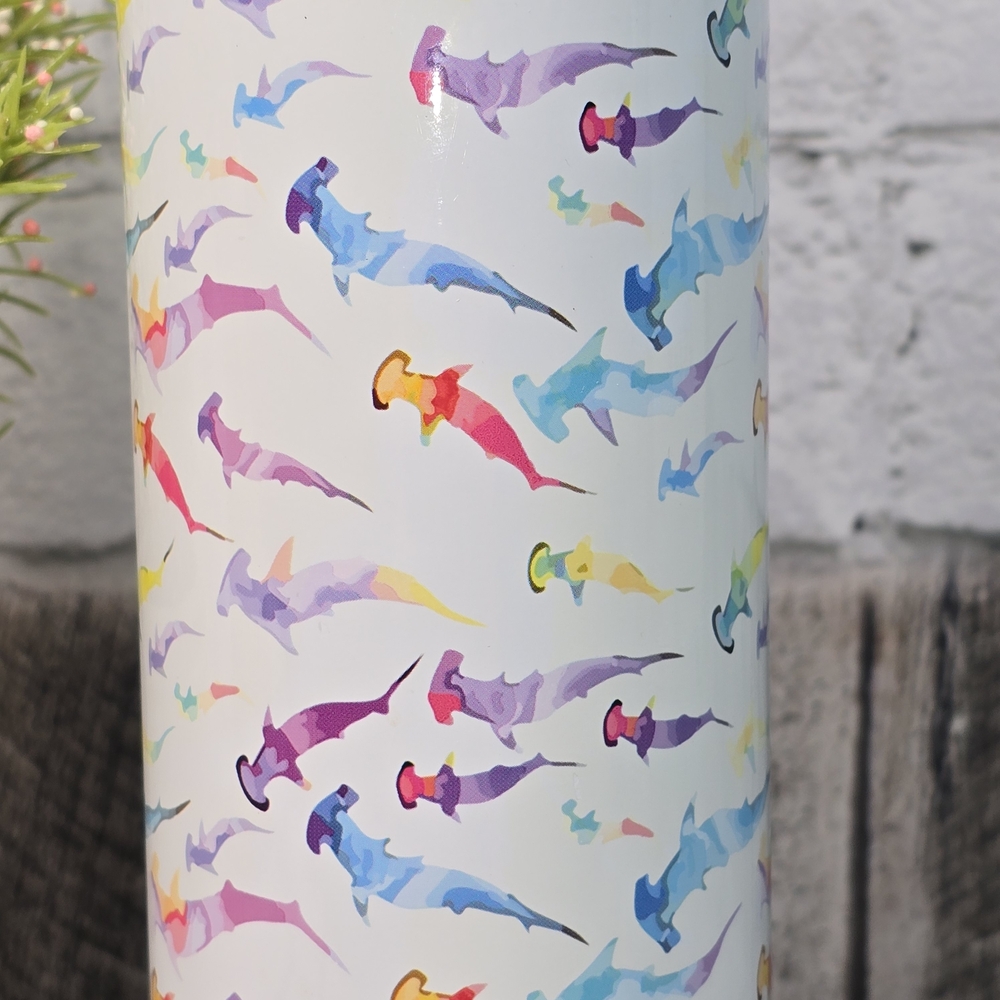 Simple Modern Slim Colorful Hammerhead Shark Pattern Water Bottle 22oz - Picture 3 of 10
